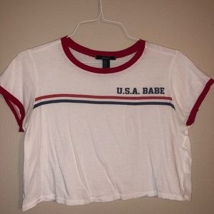 Cropped “USA BABE” shirt from Forever 21